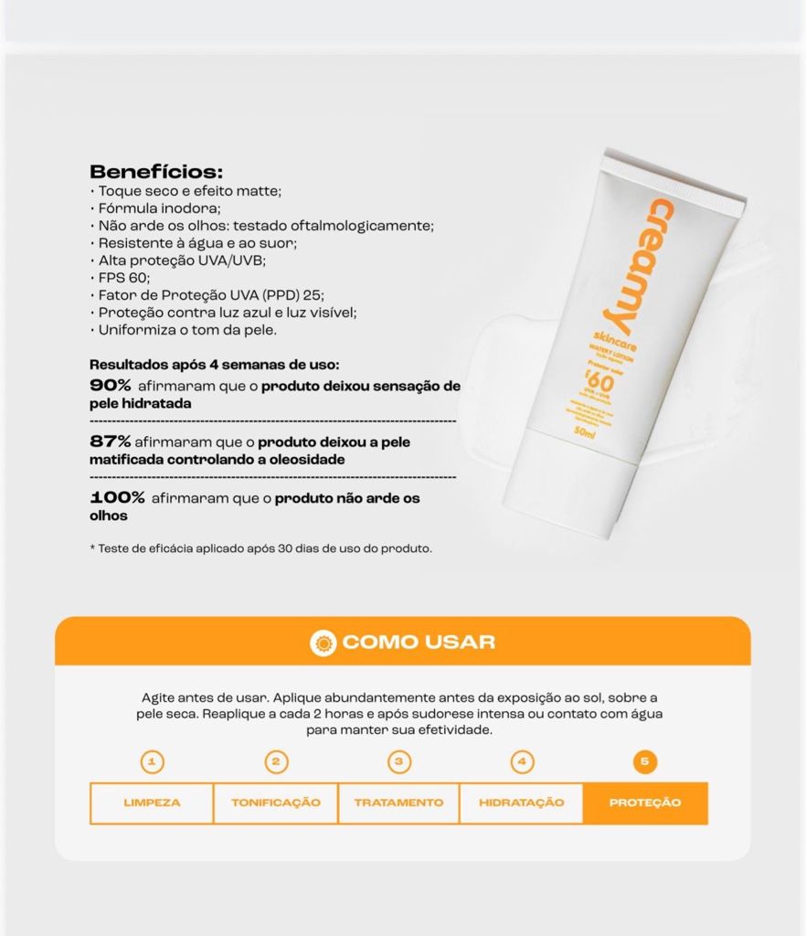 Creamy Skincare FPS 60 Protetor solar