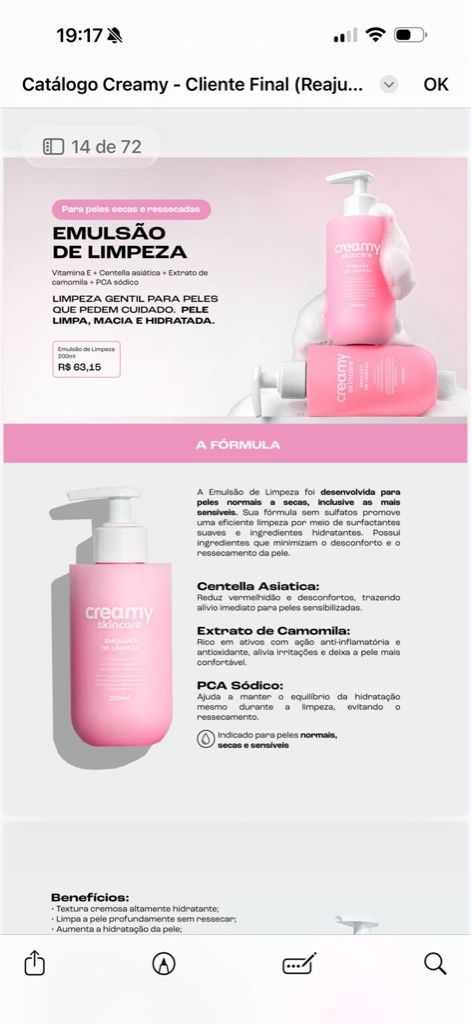 Creamy Emulsão de Limpeza Rosa