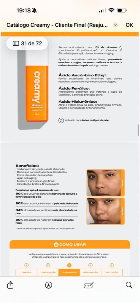 Creamy sérum facial