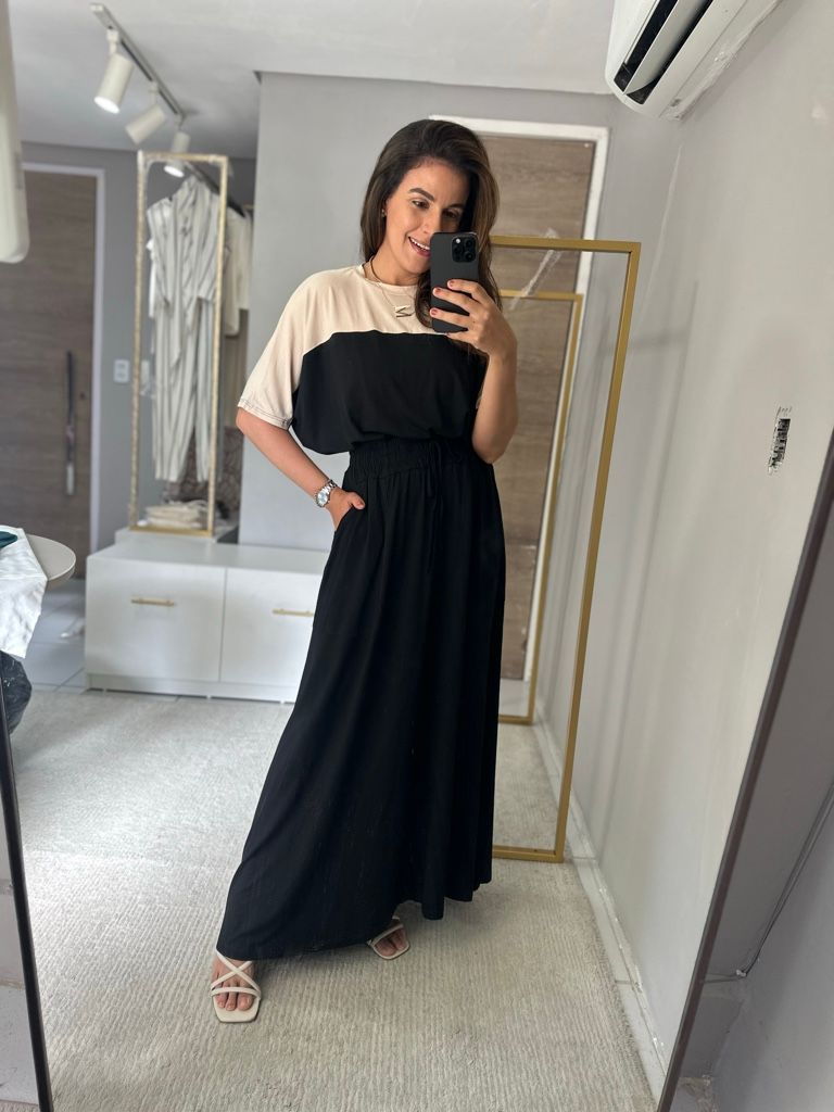 Conjunto malha saia longa