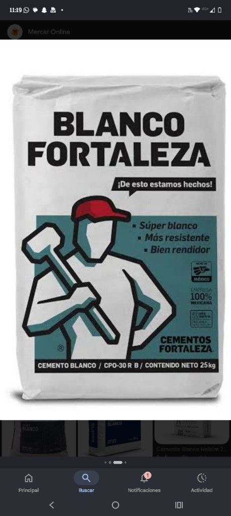 Blanco Fortaleza cemento blanco 25kg