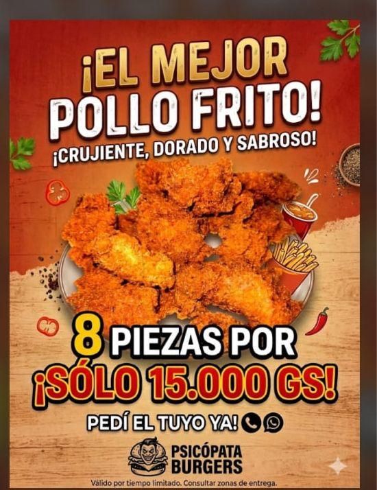 pollo frito 8 piezas