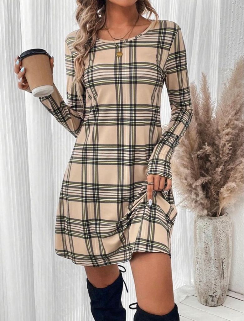 Vestido escoces beige