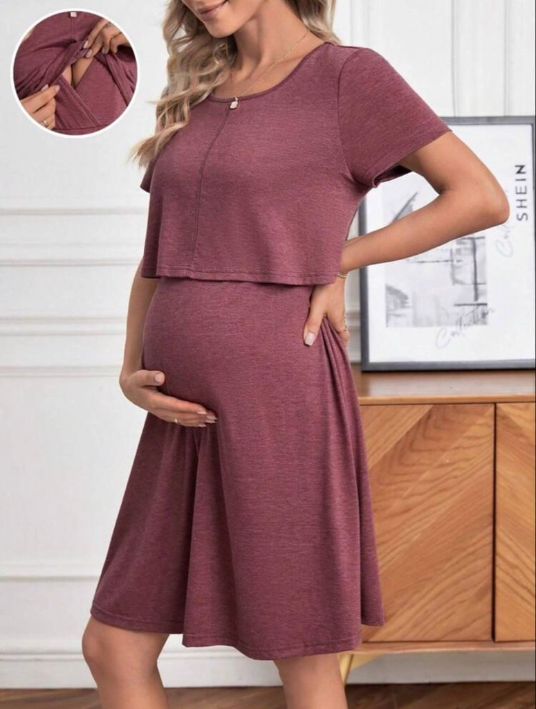 SHEIN vestido maternity vino