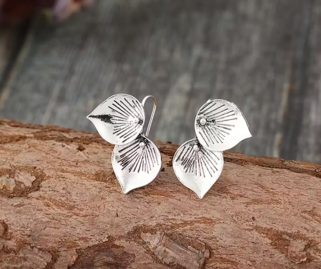 Aretes plata hojas