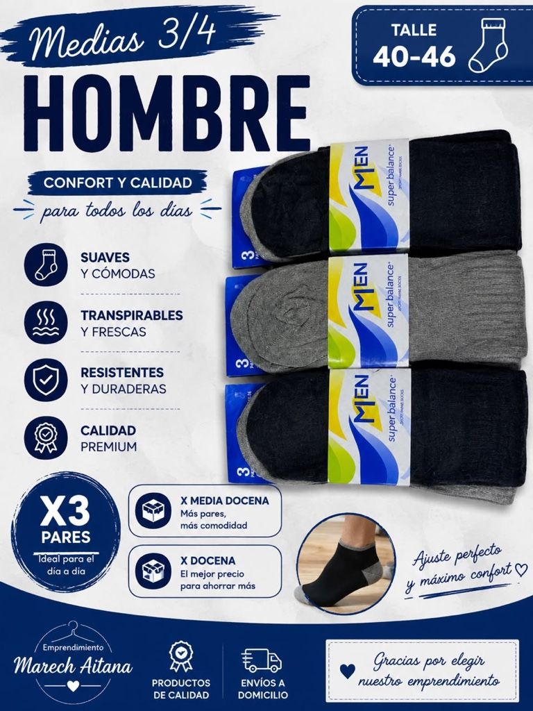 medias hombre 3/4