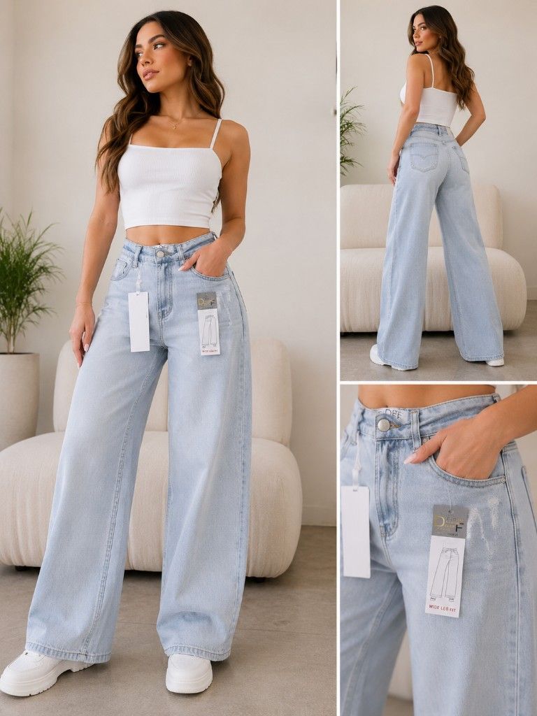 Jeans Wide Leg Deoble FF