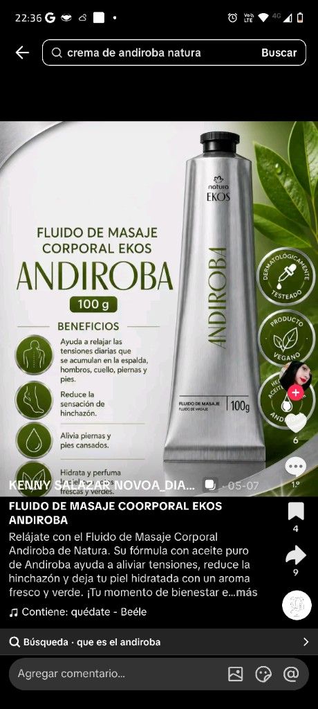 Ekos Andiroba fluido de masaje corporal 100g