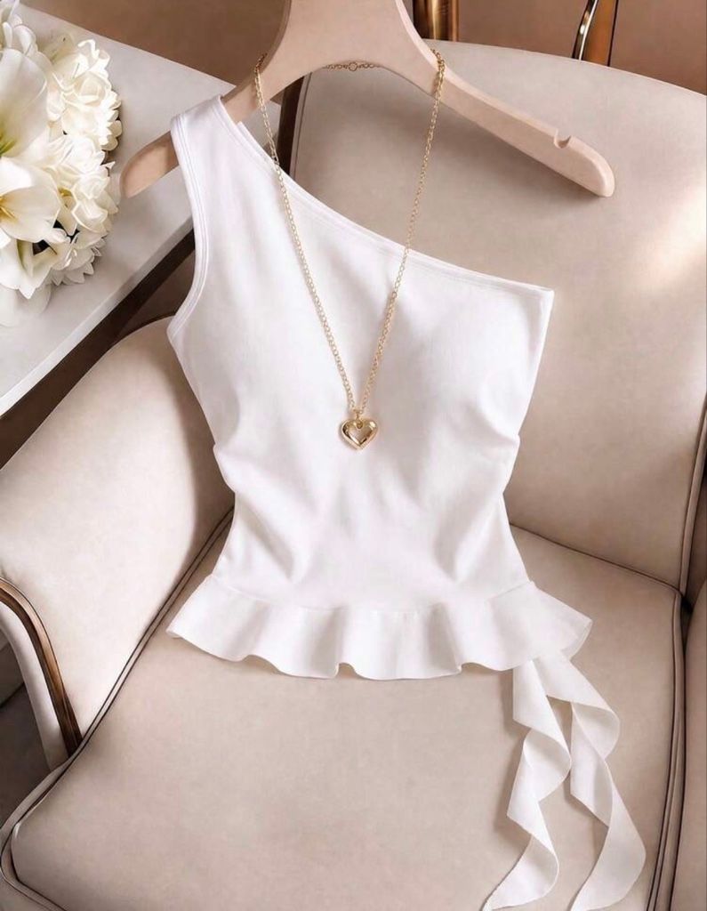 Blusa asimétrica lazo blanco