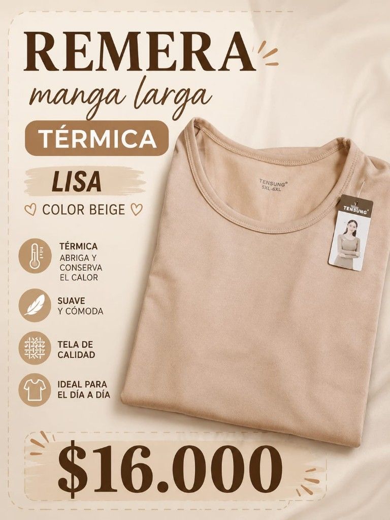 Remera térmica beige