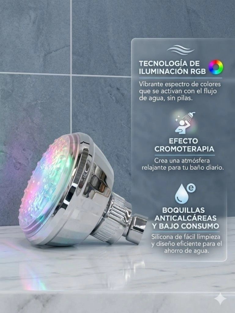 CABEZAL DE DUCHA CON LUZ RGB