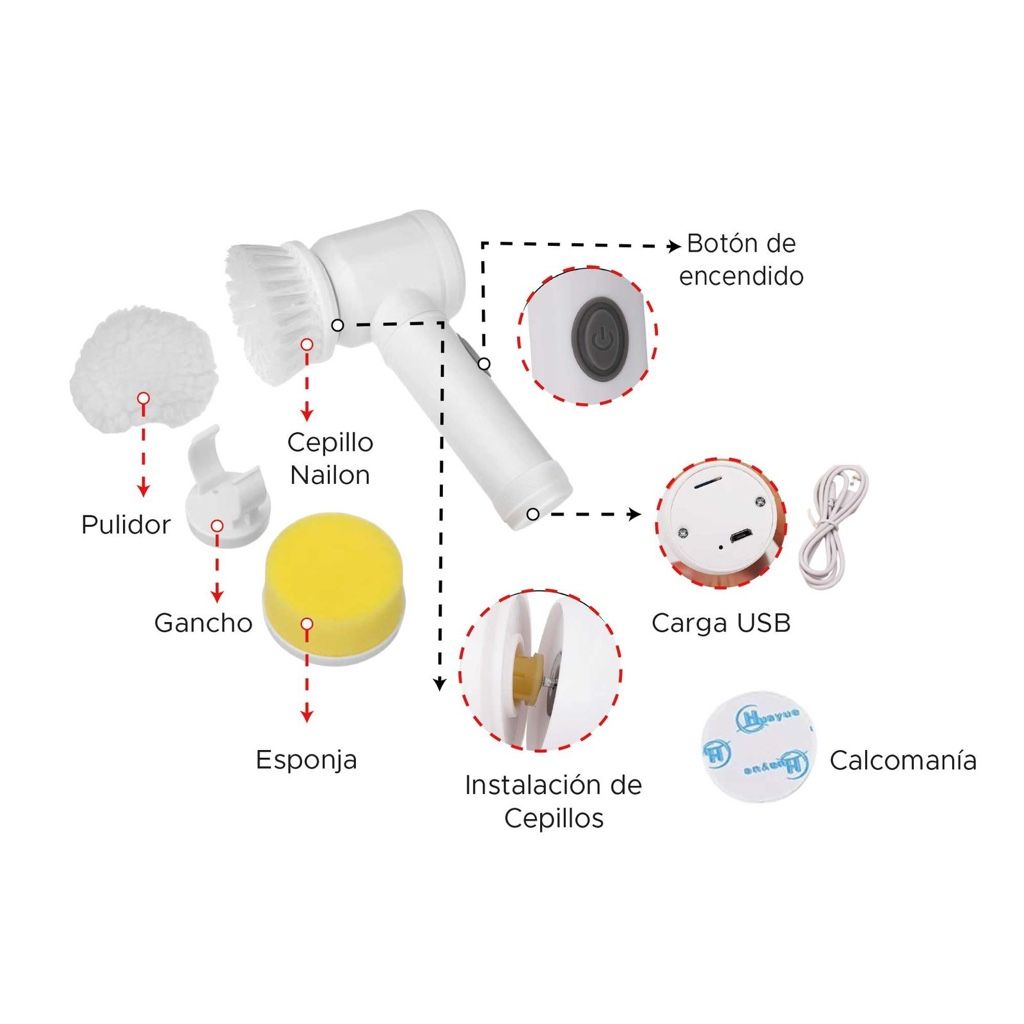 CEPILLO 5 en 1 RECARGABLE MULTIFUNCIONAL
