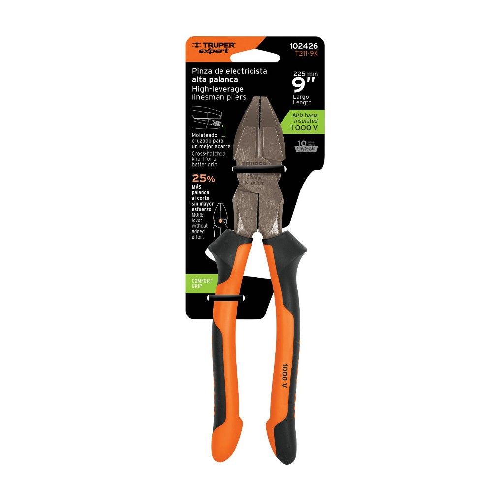 "PINZA PARA ELECTRICISTA 9"" ALTA PALANCA MANGO COMFORT GRIP