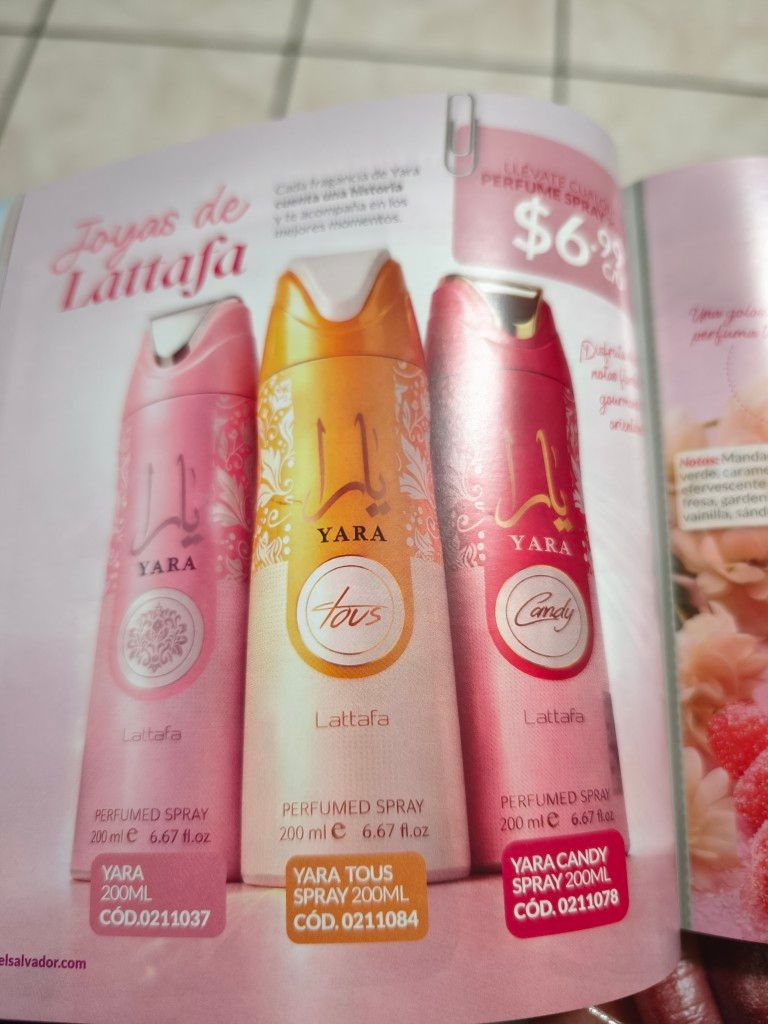 Perfume spray Yara, Yara Tous, Yara candy