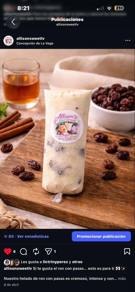 Helado Ron Pasas