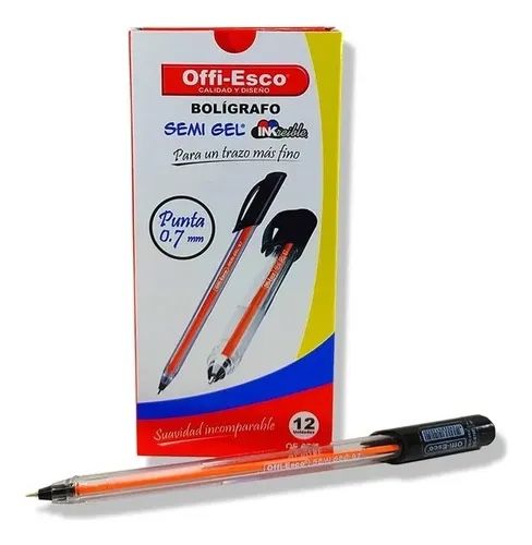 CAJA LAPICERO OFFI ESCO SEMIGEL NEGRO CON TAPA X12