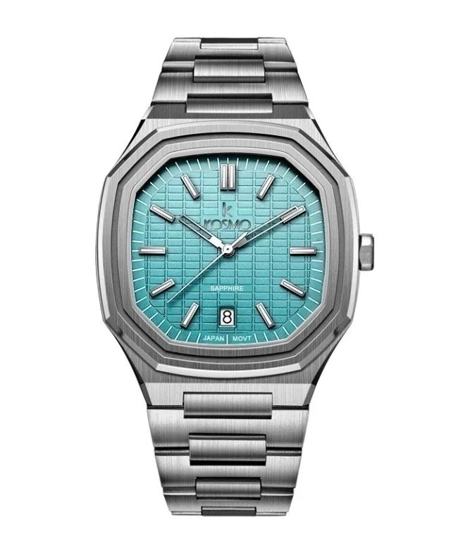 Reloj Kosmo 607-7 – Acero Inoxidable Plata, Cristal Zafiro, Esfera Azul