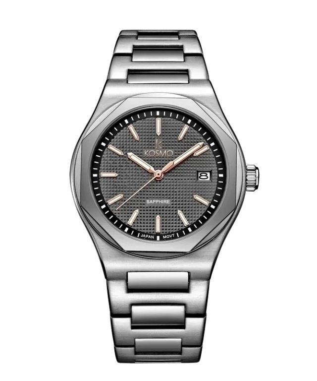 Reloj Kosmo 609-7 – Acero 316L Plateado, Esfera Gris Cristal Zafiro