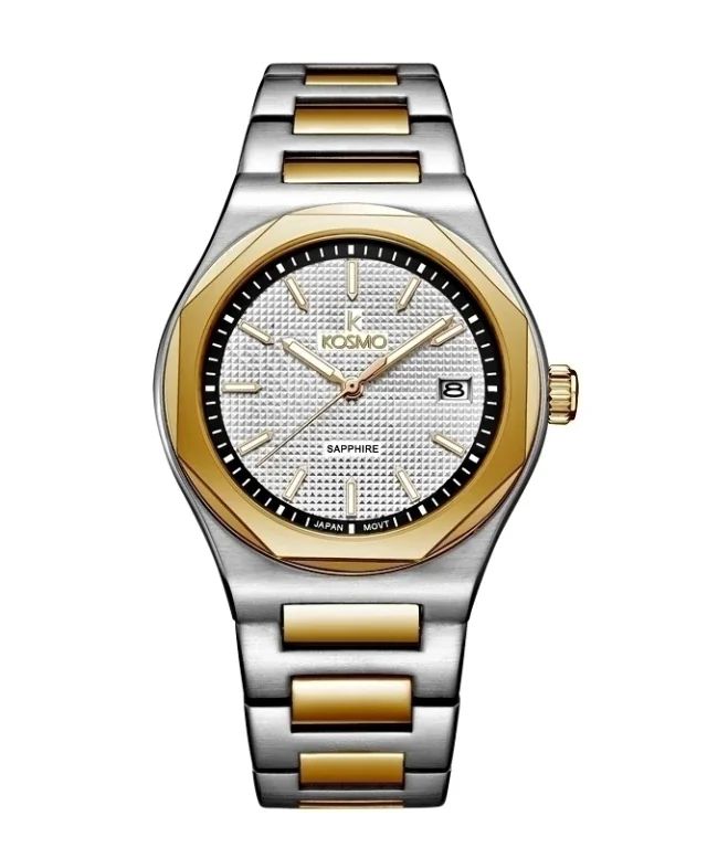 Reloj Kosmo 609-7 – Acero Bicolor  Esfera Blanca, Cristal Zafiro