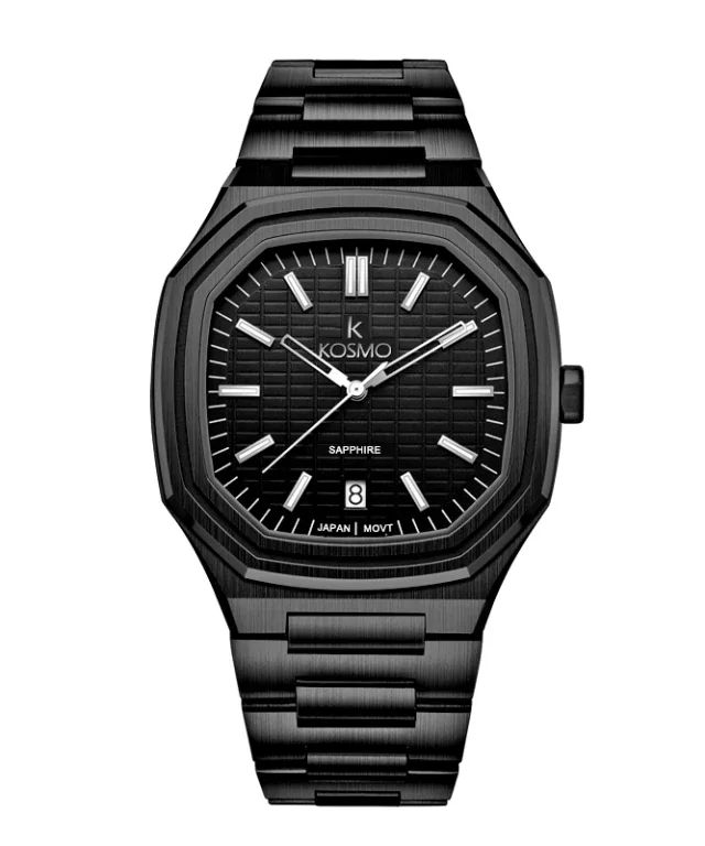 Reloj Kosmo 607-7 – Acero Negro 316L, Cristal Zafiro, Negro