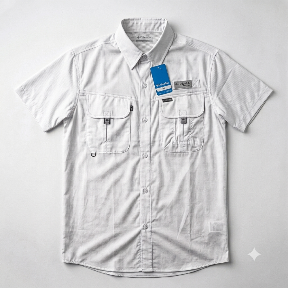 Camisa columbia manga Corta blanca