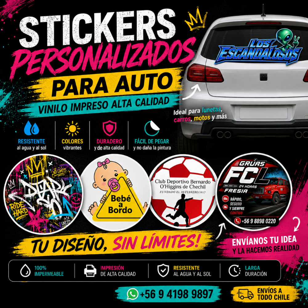 Sticker Personalizado para Auto | Vinilo Impreso Resistente al Agua