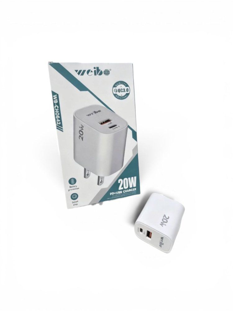 CABEZA DE CARGADOR USB Y TIPO C 20W