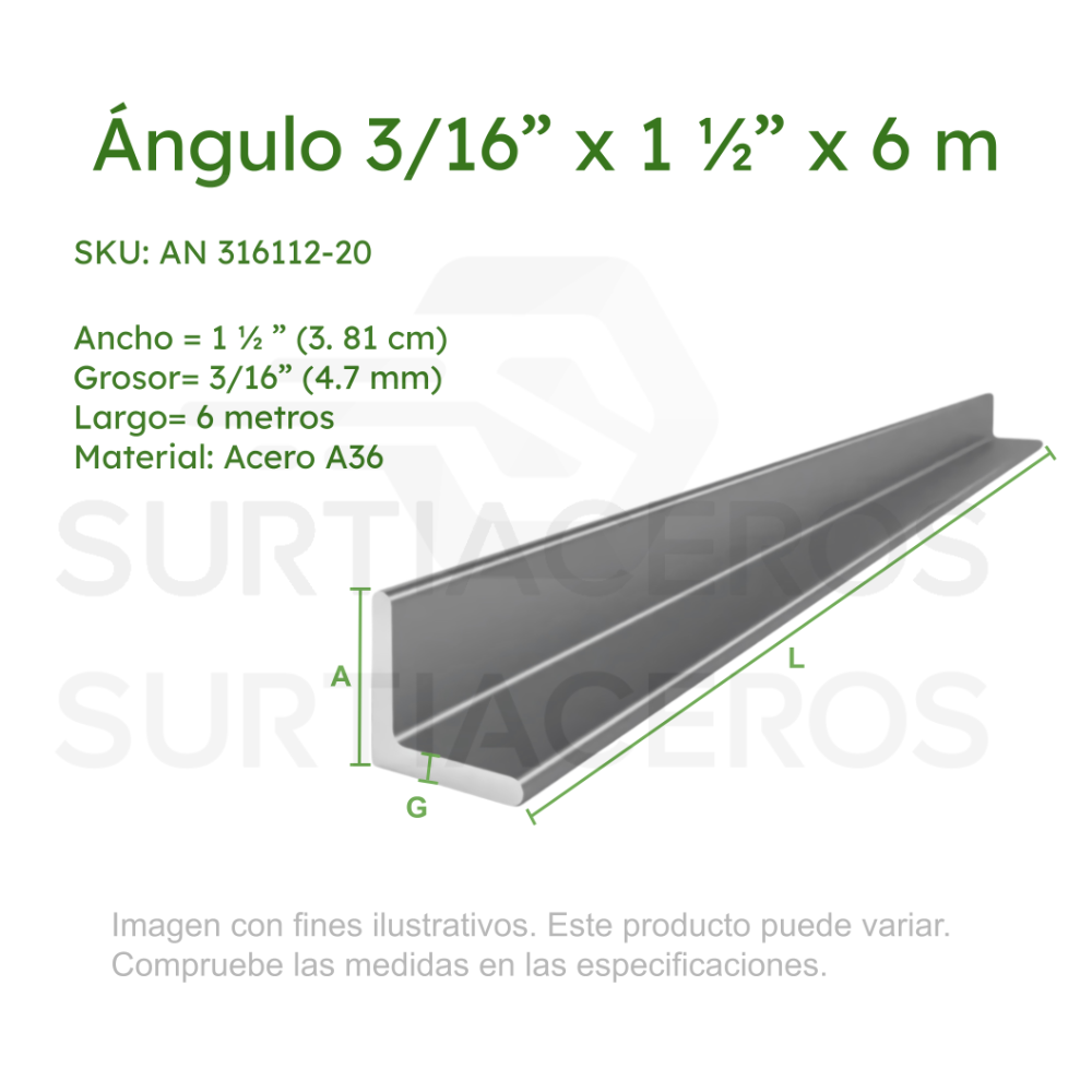 ANGULO 1 1/2 X 3/16 LEG AZUL