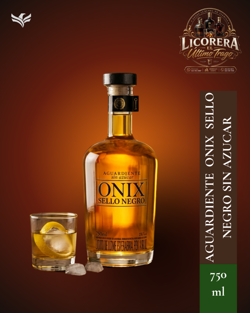Aguardiente Onix 100 Sello Negro Sin Azúcar 750Ml