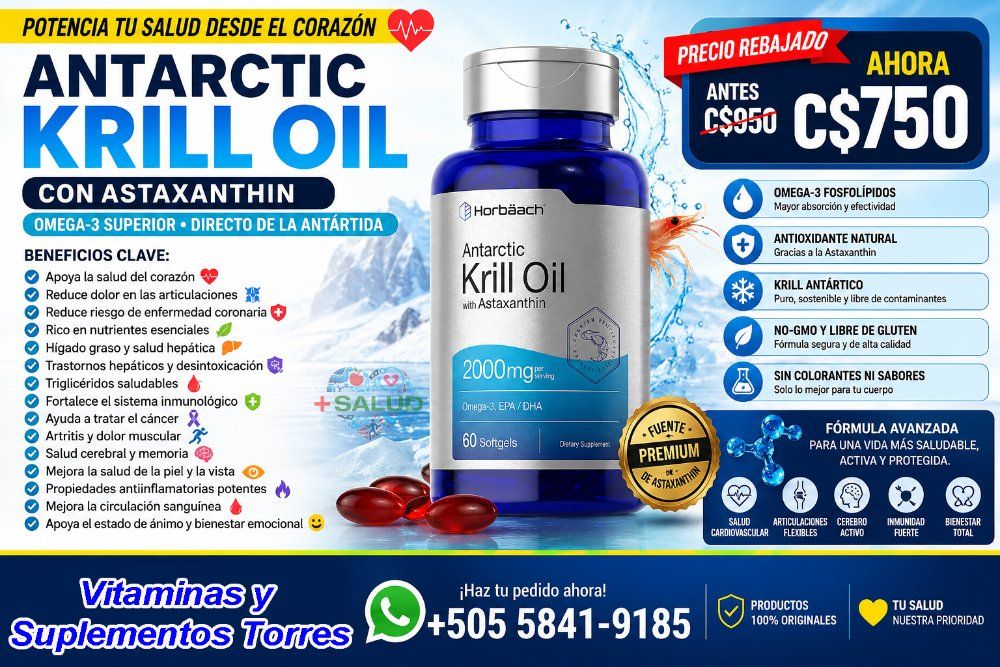 Aceite de Krill 2000mg Frasco de 60 Cápsulas Gel