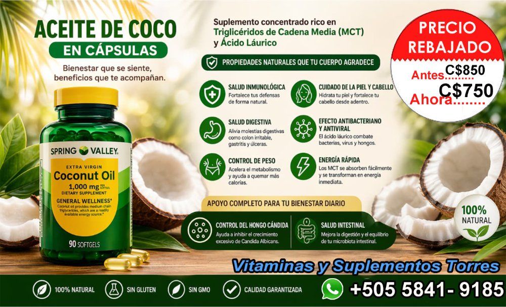 Aceite de Coco 1000mg 90 Soft Gel