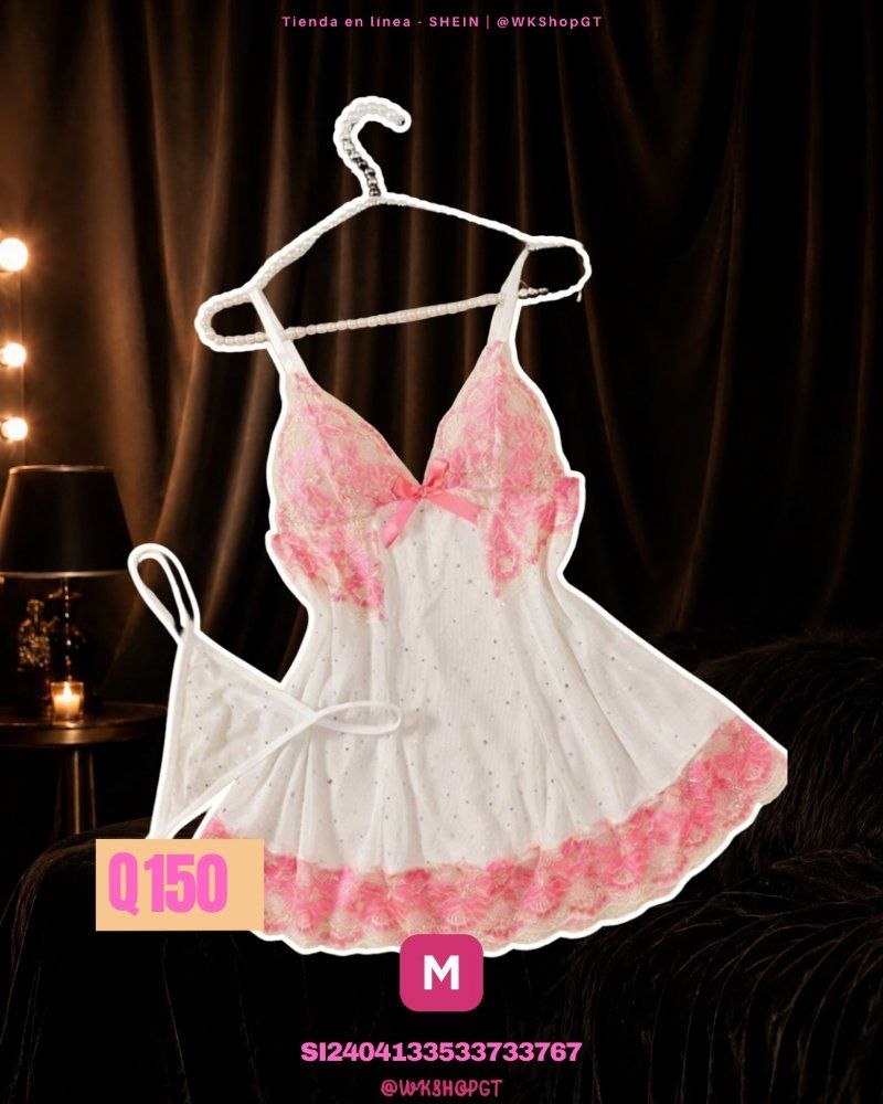 Babydoll de 2 piezas color rosa