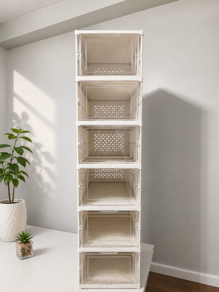 Zapatera Plegable Organizador 6 Niveles Blanco Hueso