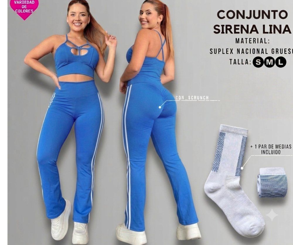 CONJUNTO DE 3 PIEZAS LEGGING SIRENA LINA + TOP  Y MEDIAS