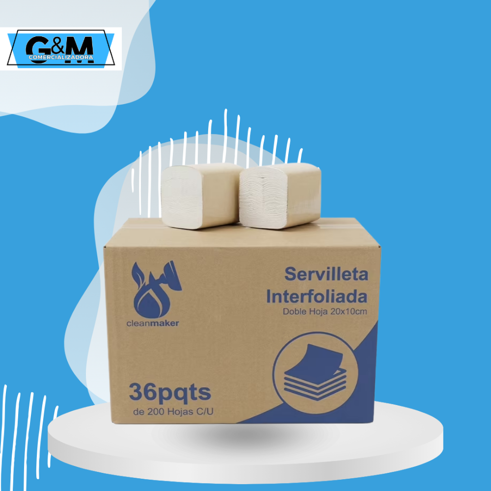 CAJA SERVILLETAS INTERFOLIADAS 20X10 CM 36 PAQUETES 200 UNI